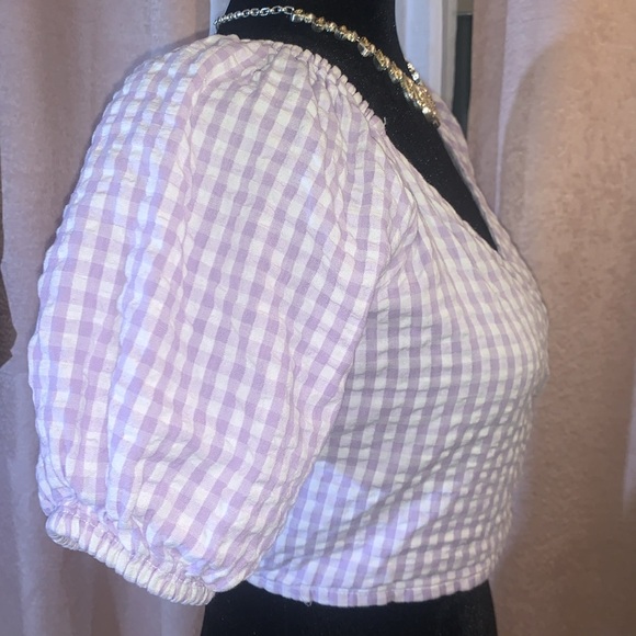 Sim & Sam Size M Gingham Wrapped V Neck Crop - Picture 6 of 11